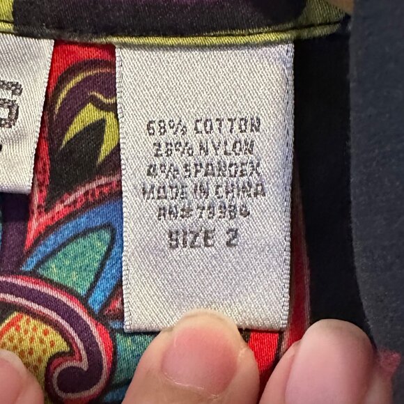 Chico's Women's Black Vibrant Cotton Blend Boho Blazer Size 2, US Large Retro - Picture 12 of 13